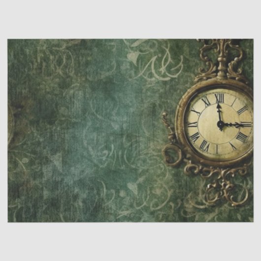 Emerald Green rustieke Steampunk klok (3) Tissuepapier (Voorkant)