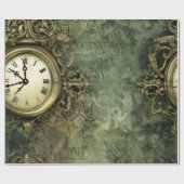 Emerald Green rustieke Steampunk klok (4) Cadeaupapier (Vlak)