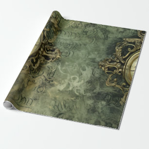 Emerald Green rustieke Steampunk klok (4) Cadeaupapier
