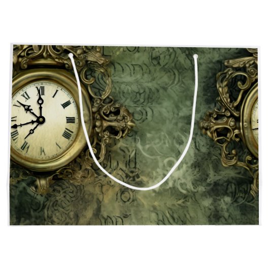 Emerald Green rustieke Steampunk klok (4) Groot Cadeauzakje (Achterkant)