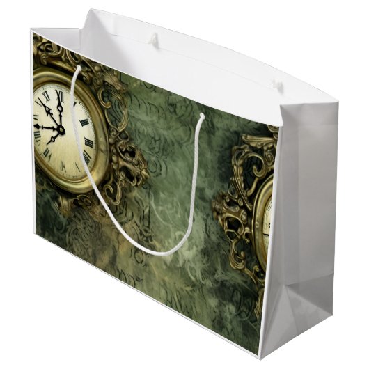 Emerald Green rustieke Steampunk klok (4) Groot Cadeauzakje (Achterkant Gekanteld)