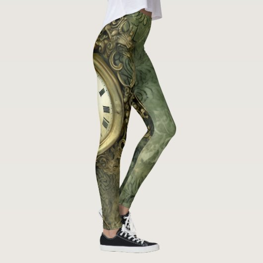 Emerald Green rustieke Steampunk klok (4) Leggings (Rechts)