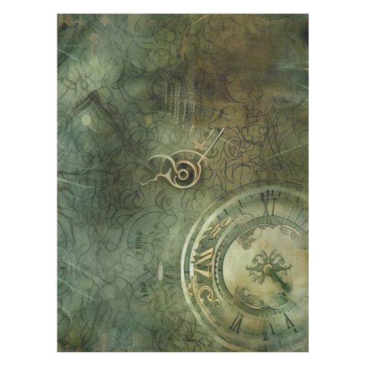 Emerald Green rustieke Steampunk klok (5) Tafelkleed (Voorkant)