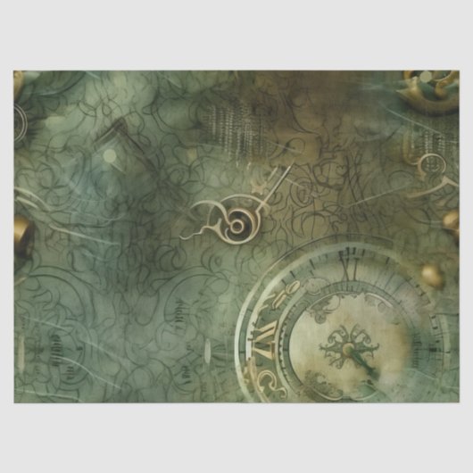 Emerald Green rustieke Steampunk klok (5) Tissuepapier (Voorkant)