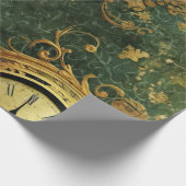 Emerald Green rustieke Steampunk klok (6) Cadeaupapier (Hoek)