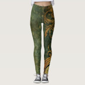 Emerald Green rustieke Steampunk klok (6) Leggings (Voorkant)