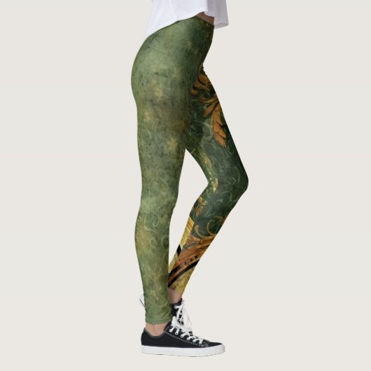 Emerald Green rustieke Steampunk klok (6) Leggings (Rechts)