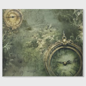 Emerald Green rustieke Steampunk klok (7) Cadeaupapier (Vlak)