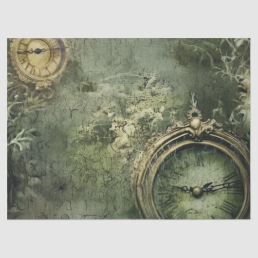 Emerald Green rustieke Steampunk klok (7) Tissuepapier (Voorkant)