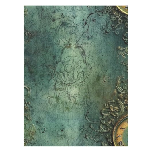 Emerald Green rustieke Steampunk klok (8) Tafelkleed (Voorkant)