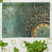 Emerald Green rustieke Steampunk klok (8) Theedoek (Gevouwen)