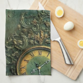 Emerald Green rustieke Steampunk klok (8) Theedoek (Quarter Fold)