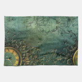 Emerald Green rustieke Steampunk klok (8) Theedoek (Horizontaal)