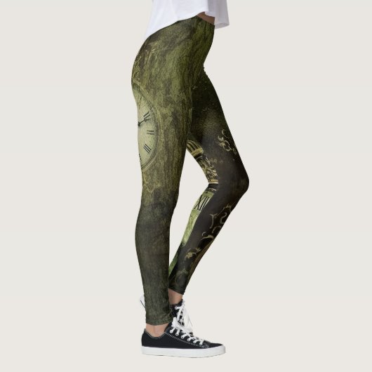 Emerald Green rustieke Steampunk klok (9) Leggings (Rechts)
