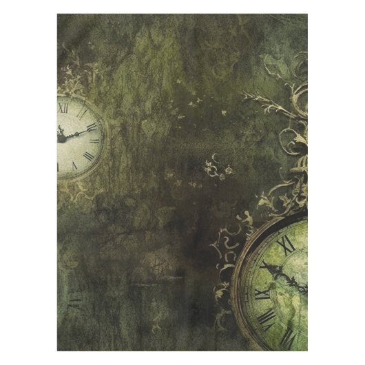 Emerald Green rustieke Steampunk klok (9) Tafelkleed (Voorkant)