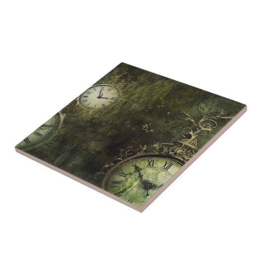 Emerald Green rustieke Steampunk klok (9) Tegeltje (Zijkant)
