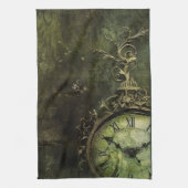 Emerald Green rustieke Steampunk klok (9) Theedoek (Verticaal)