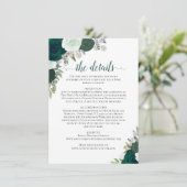 Emerald Green & Sage Rozen Rustieke bruiloft Detai Informatiekaartje (Staand voorkant)