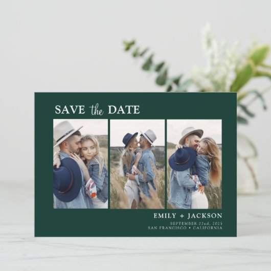 Emerald Green Save the Date 4 Foto eenvoudig (Staand voorkant)