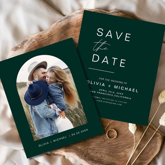 Emerald Green Save the Date Fotoaankondiging