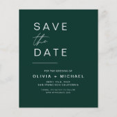 Emerald Green Save the Date Fotoaankondiging Flyer (Achterkant)