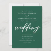 Emerald Green Script Forest Wedding Kaart (Voorkant)