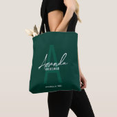 Emerald Green Script gepersonaliseerde bruidsmeisj Tote Bag (Dichtbij)