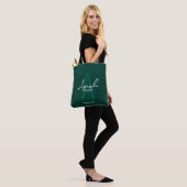 Emerald Green Script gepersonaliseerde bruidsmeisj Tote Bag (Op model)