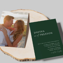 Emerald Green Script Modern Simple Photo Wedding