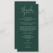 Emerald Green Script Wedding Bedankt Place Card Menu (Voorkant / Achterkant)