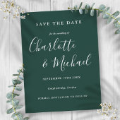 Emerald Green Script Wedding Save the Date Card Briefkaart