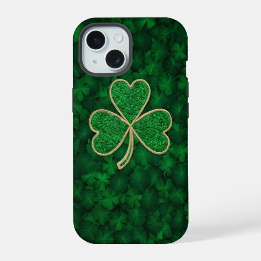 Emerald Green Shamrock hoesjes iPhone 15 Case (Achterkant)