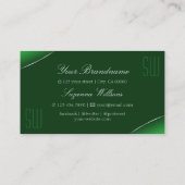 Emerald Green Shimmery Silver Border met Monogram Visitekaartje (Achterkant)