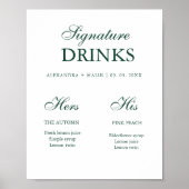 Emerald Green Signature Drink wedding sign Poster (Voorkant)