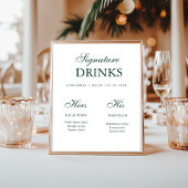Emerald Green Signature Drink wedding sign Poster