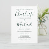 Emerald Green Signature Script Trouwkaart Kaart (Staand voorkant)