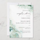 Emerald Green Silver Agate Couples Shower Invite Bedankkaart (Voorkant)