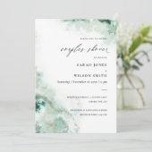 Emerald Green Silver Agate Couples Shower Invite Bedankkaart (Staand voorkant)