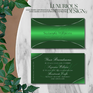 Emerald Green Silver Border met Monogram Stijlvol Visitekaartje