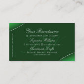 Emerald Green Silver Border met Monogram Stijlvol Visitekaartje (Achterkant)