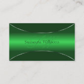 Emerald Green Silver Border met Monogram Stijlvol Visitekaartje (Voorkant)