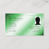 Emerald Green Silver Decor met Logo en foto Visitekaartje (Achterkant)