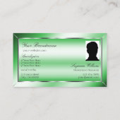 Emerald Green Silver Decor met Monogram en Foto Visitekaartje (Achterkant)