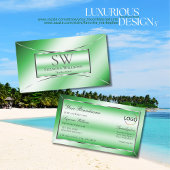 Emerald Green Silver Decor met Monogram en Logo Visitekaartje