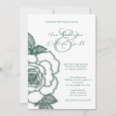 Emerald green Silver Elegant Wedding Invitation Kaart (Voorkant)