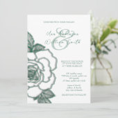 Emerald green Silver Elegant Wedding Invitation Kaart (Staand voorkant)