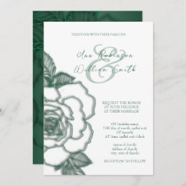 Emerald green Silver Elegant Wedding Invitation Kaart