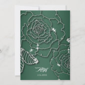 Emerald Green Silver Elegant Wedding Invitation Kaart (Achterkant)