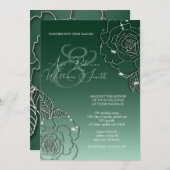 Emerald Green Silver Elegant Wedding Invitation Kaart (Voorkant / Achterkant)