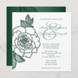 Emerald green Silver Elegant Wedding Kaart